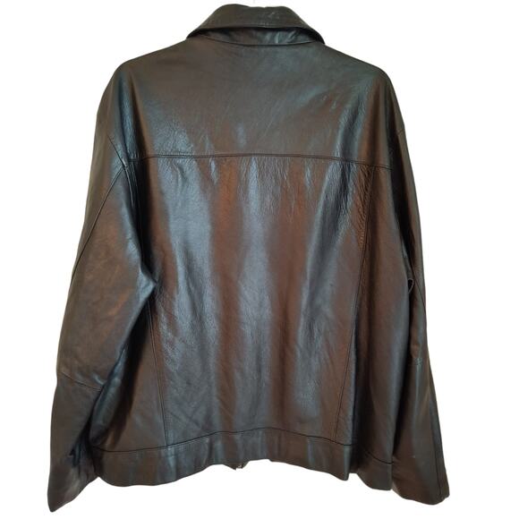 Wilson Leather jacket Men's Size XL Black Collared Full zip Pockets Lined Coat - Picture 5 of 16